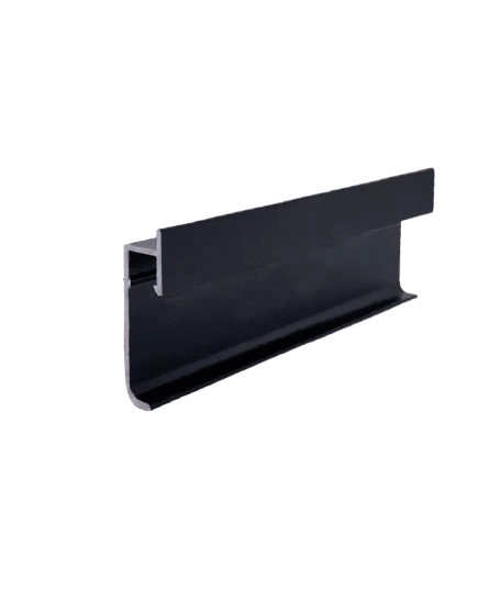 Black aluminum shadow gap skirting profile.